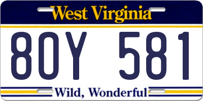 WV license plate 8OY581