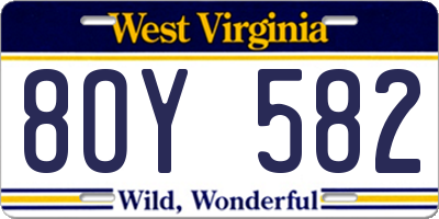 WV license plate 8OY582