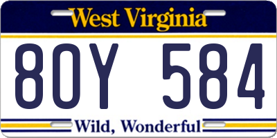 WV license plate 8OY584