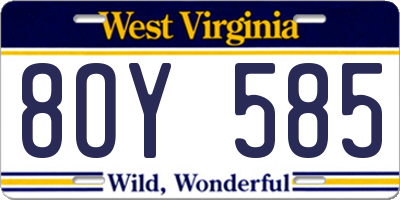 WV license plate 8OY585