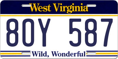 WV license plate 8OY587