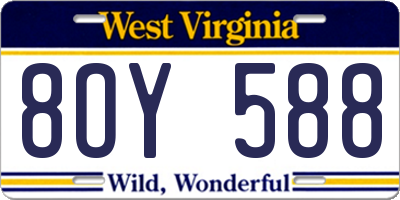 WV license plate 8OY588