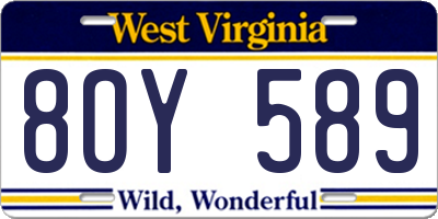 WV license plate 8OY589