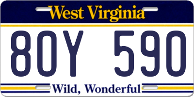 WV license plate 8OY590
