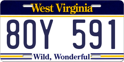 WV license plate 8OY591
