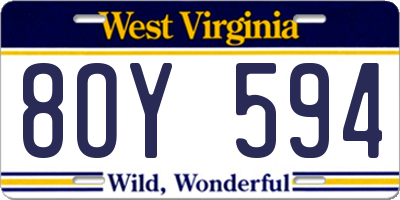 WV license plate 8OY594