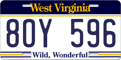 WV license plate 8OY596