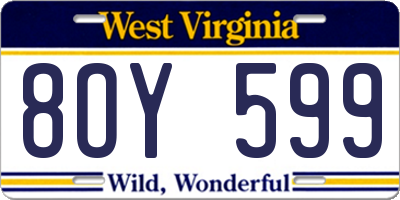 WV license plate 8OY599