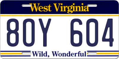WV license plate 8OY604