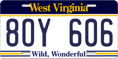 WV license plate 8OY606