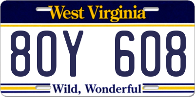 WV license plate 8OY608