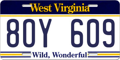 WV license plate 8OY609