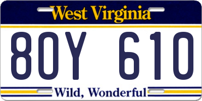 WV license plate 8OY610