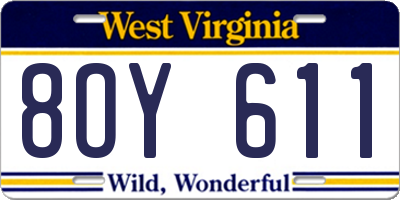 WV license plate 8OY611