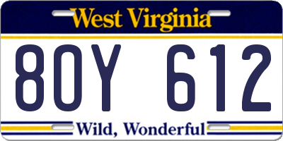 WV license plate 8OY612