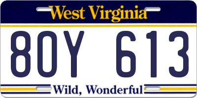 WV license plate 8OY613