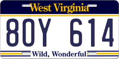 WV license plate 8OY614