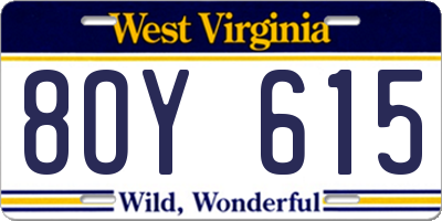 WV license plate 8OY615