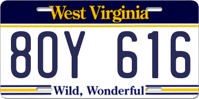 WV license plate 8OY616