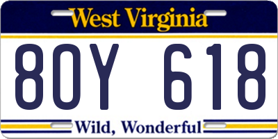 WV license plate 8OY618