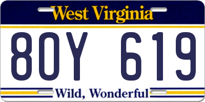 WV license plate 8OY619