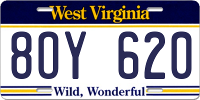 WV license plate 8OY620