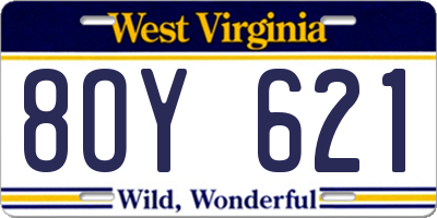 WV license plate 8OY621