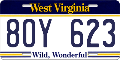 WV license plate 8OY623