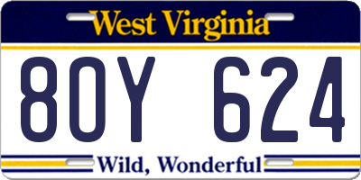 WV license plate 8OY624