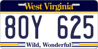 WV license plate 8OY625