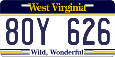 WV license plate 8OY626