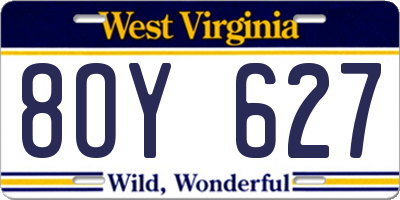 WV license plate 8OY627