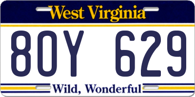 WV license plate 8OY629