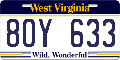WV license plate 8OY633