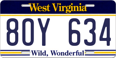 WV license plate 8OY634