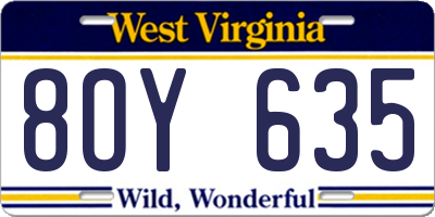 WV license plate 8OY635