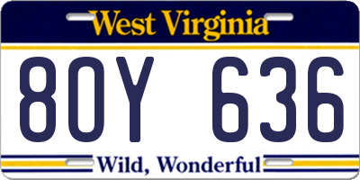 WV license plate 8OY636