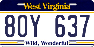 WV license plate 8OY637