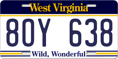 WV license plate 8OY638