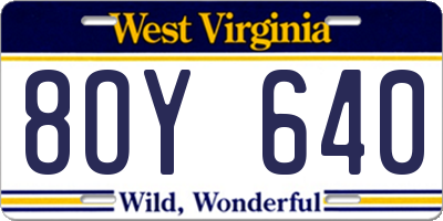 WV license plate 8OY640