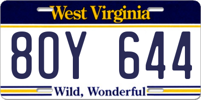 WV license plate 8OY644