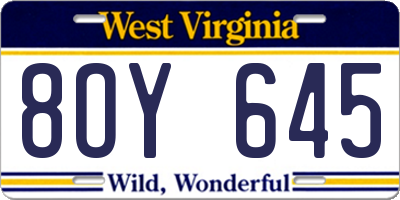 WV license plate 8OY645