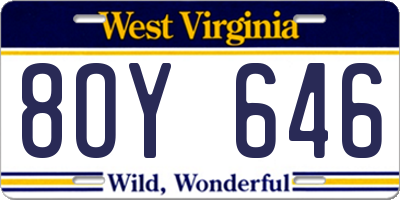 WV license plate 8OY646