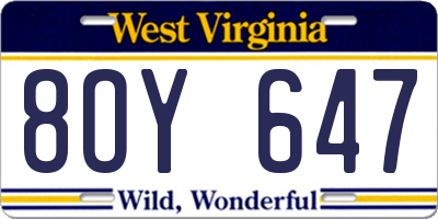 WV license plate 8OY647