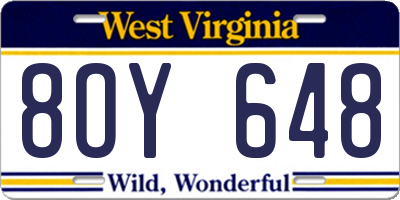 WV license plate 8OY648