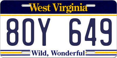 WV license plate 8OY649