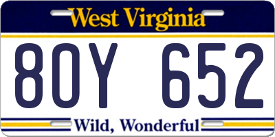 WV license plate 8OY652