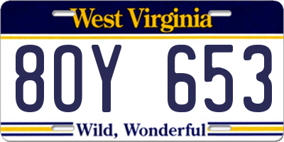 WV license plate 8OY653