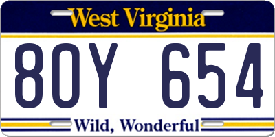 WV license plate 8OY654