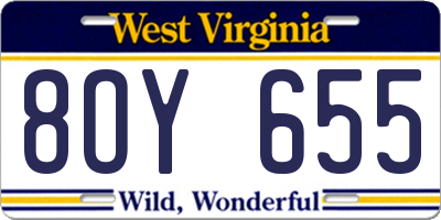 WV license plate 8OY655